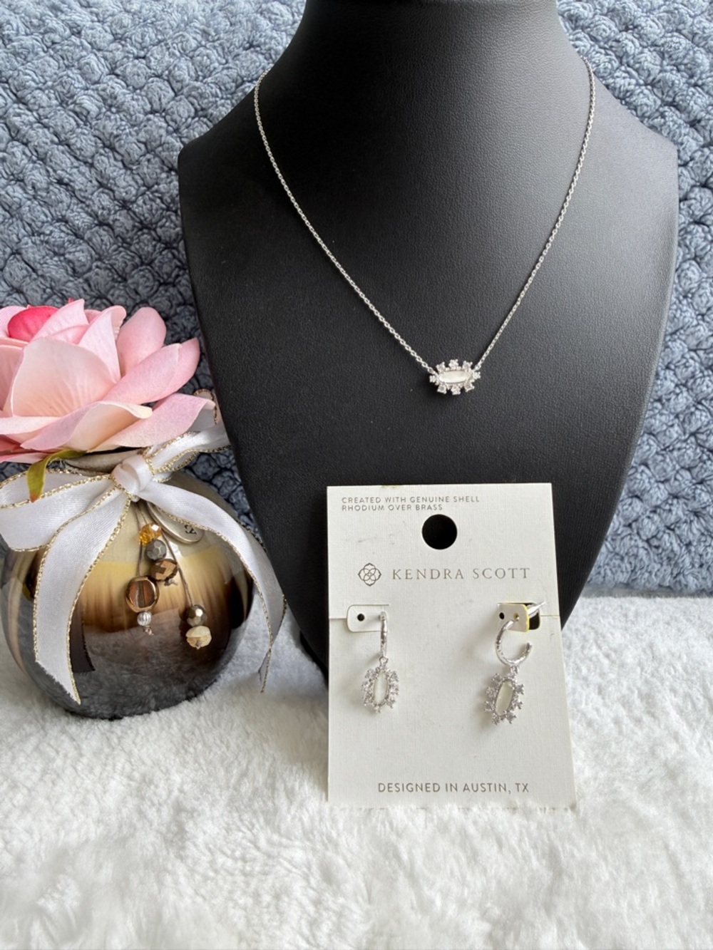 Kendra Scott Emma Crystal Framed Set Necklace and Earrings in Opalite Illusion